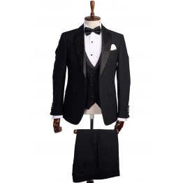 Costum ceremonie negru vesta si pantaloni